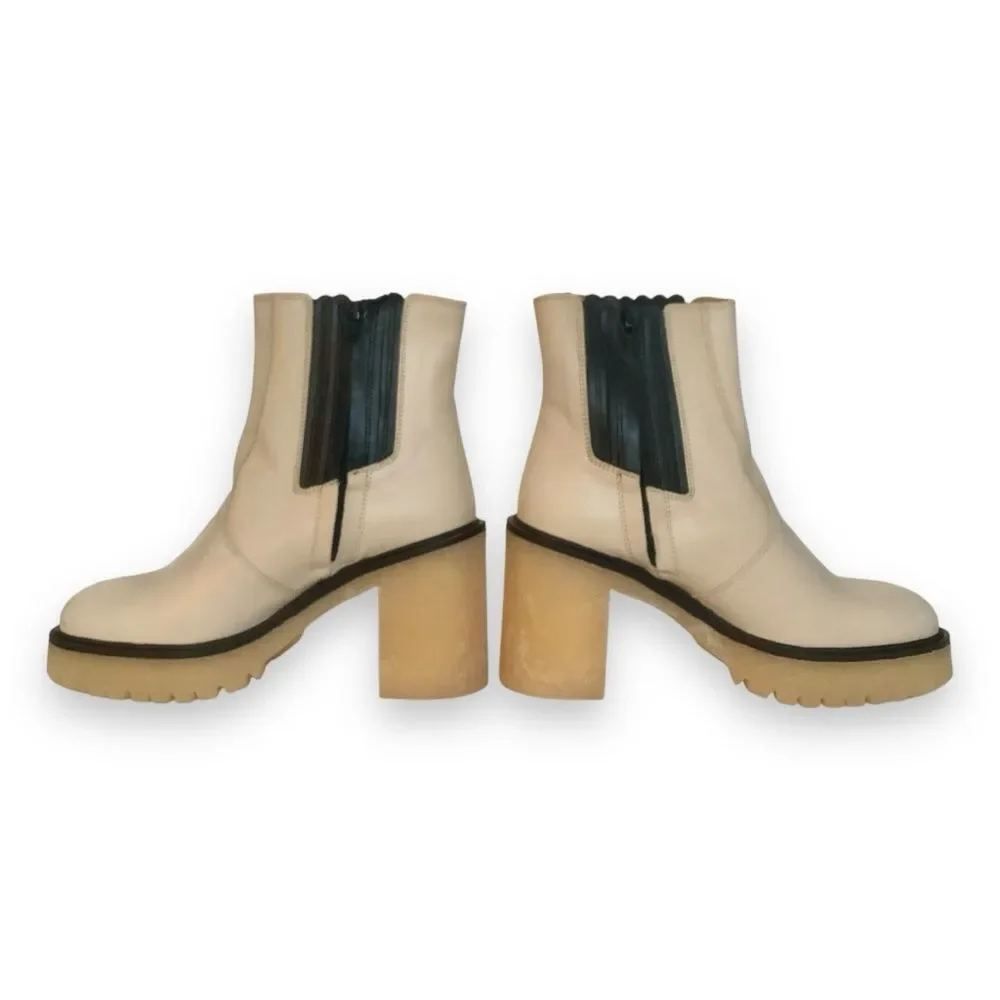 Free People James Chelsea Boots Platform White Leather NIB Size 38.5 Chunky